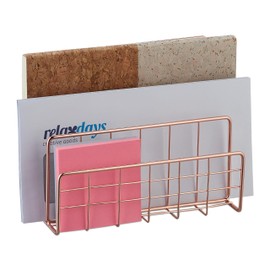 Relaxdays Desk Document Holder 3 Compartments Metal Standing Shelves 14 x 17.5 x 8 cm Rose Gold