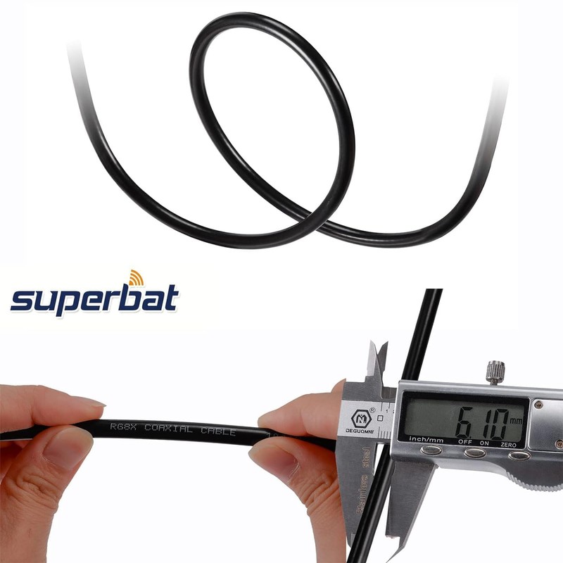 Superbat CB Coax Cable, RG8x Coaxial Cable 20ft UHF PL259