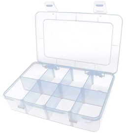 Xiaoyztan 8 Grids Clear Plastic Organizer with Adjustable Dividers, Jewelry Box Bead Storage Container for Small Parts, Fishing Tackle, DIY Crafts, and Earrings, Overall 7.3in x 4.9in