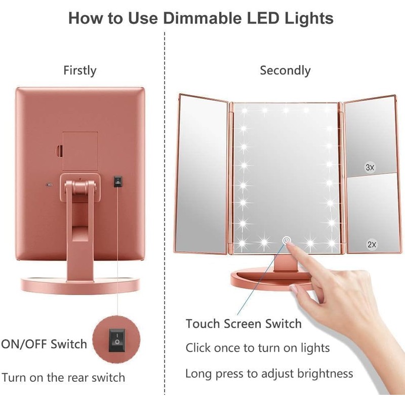 WEILY Makeup Mirror with 21 LED Lights,Two Power Supply Modes,
