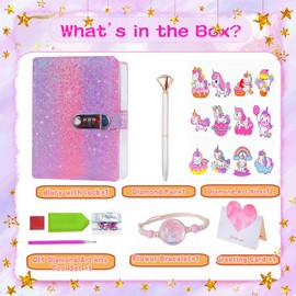 Luolizon Diary with Lock,Journal for Girls and Women,A5 Notebook Kids Journal with Lock for 8 9 10 11 12 Years Old Girls,Password Locked Journals,Diary Gifts Set for Ages 8-12 Teenage