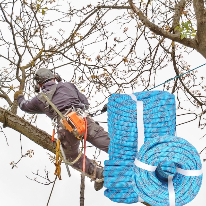 TINVHY 3/8IN x 100FT Blue Red Braided Polyester Arborist Rigging