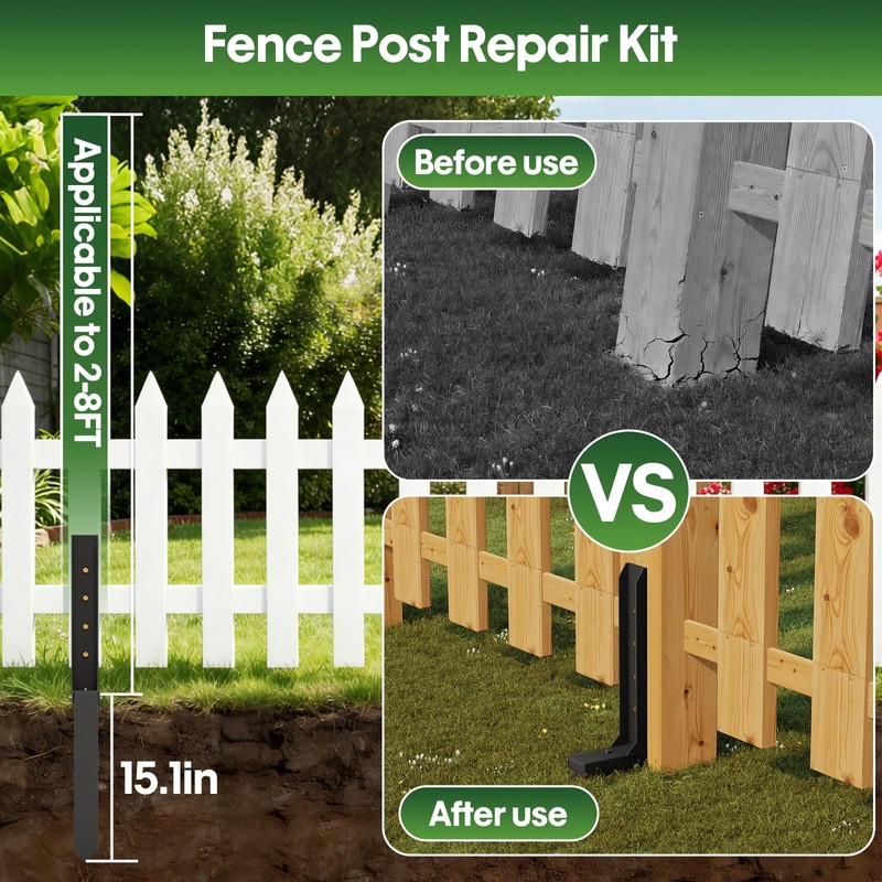 Fence Post Repair Kit 1 Pack, 8mm Double-Layer Post Anchor