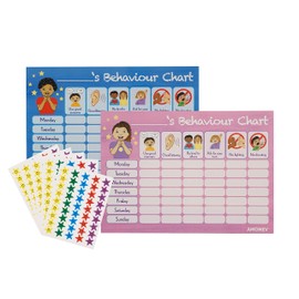 Amonev Behaviour Reward Charts for boys and girls Toddlers Twin Pack with 225 star stickers included