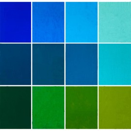 PALJOLLY Blue + Green Transparent Stained Glass Sheets Supply for Projects,12 Pack 6 x 4 inch Art Glass Mosaic Glass Pieces for Crafts