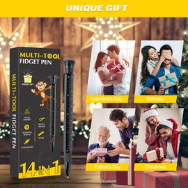 14 in 1 Multitool Fidget Pen, Multi-Tool Pens with Screwdrivers, Ruler, screwdrivers, openers Tools Gadgets for Men Great for EDC Useful Cool Stuff Gadgets for Men Gifts for Men Dad Husband Him