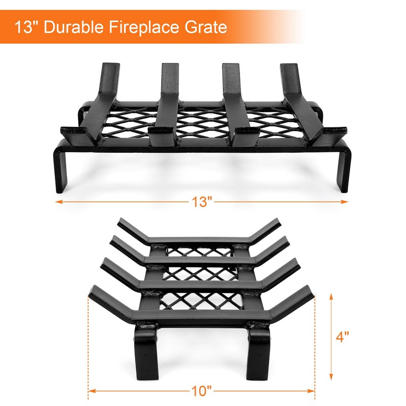 WILLOW WEAVE 13" Fireplace Grate with Ember Retainer, Wood Stove