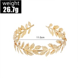 auwiyd 2 PCS Greek Gold Color Leaf Headbands Baroque Vintage Golden Olive Leaves Tiaras Hair Loop for Women Girls Wedding Hair Accessories Queen Hair Decoration for Daily Use