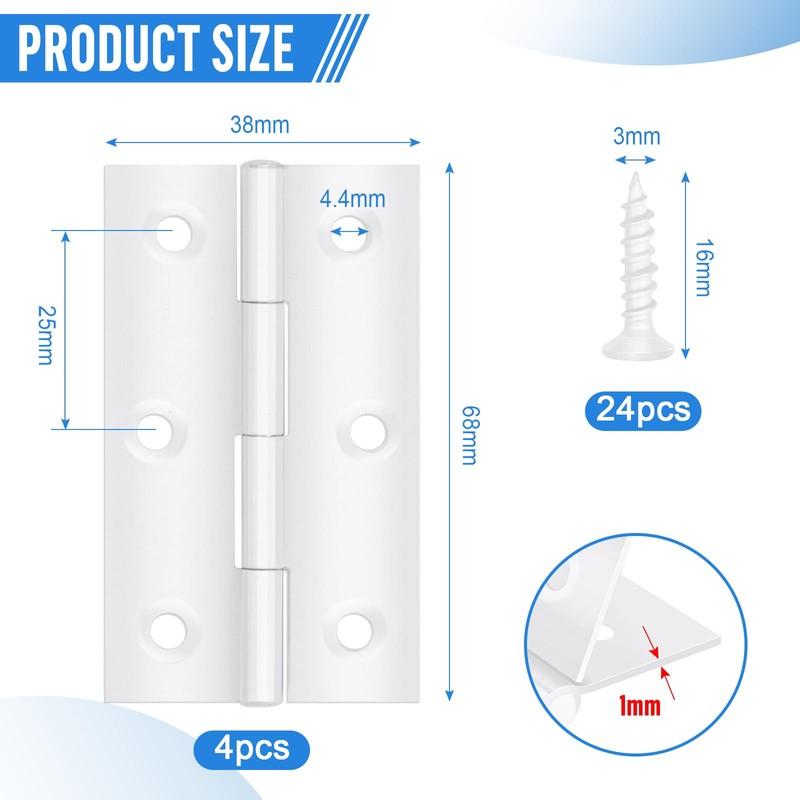 Pack of 4 Hinge, Foldable, 68 mm x 38 mm,