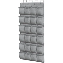 homyfort Over the Door Shoe Organizer,Hanging Shoe Rack Storage Holder with 24 Extra Large Fabric Pockets for Closet,Men Sneakers,Women High Heeled Shoes,Slippers,Grey 61.4''x22''