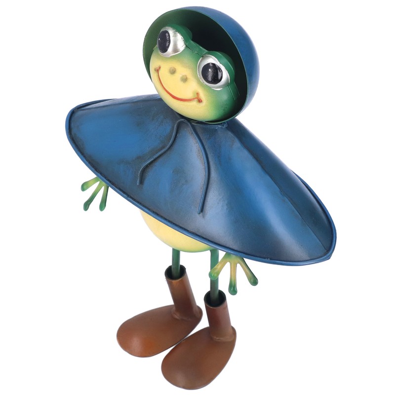Frog Decor Cartoon Frog Sculpture Wrought Iron Animal Sculpture Garden