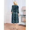 Soesdemo Womens Blue Green Wave Dresses 3/4 Sleeve V Neck