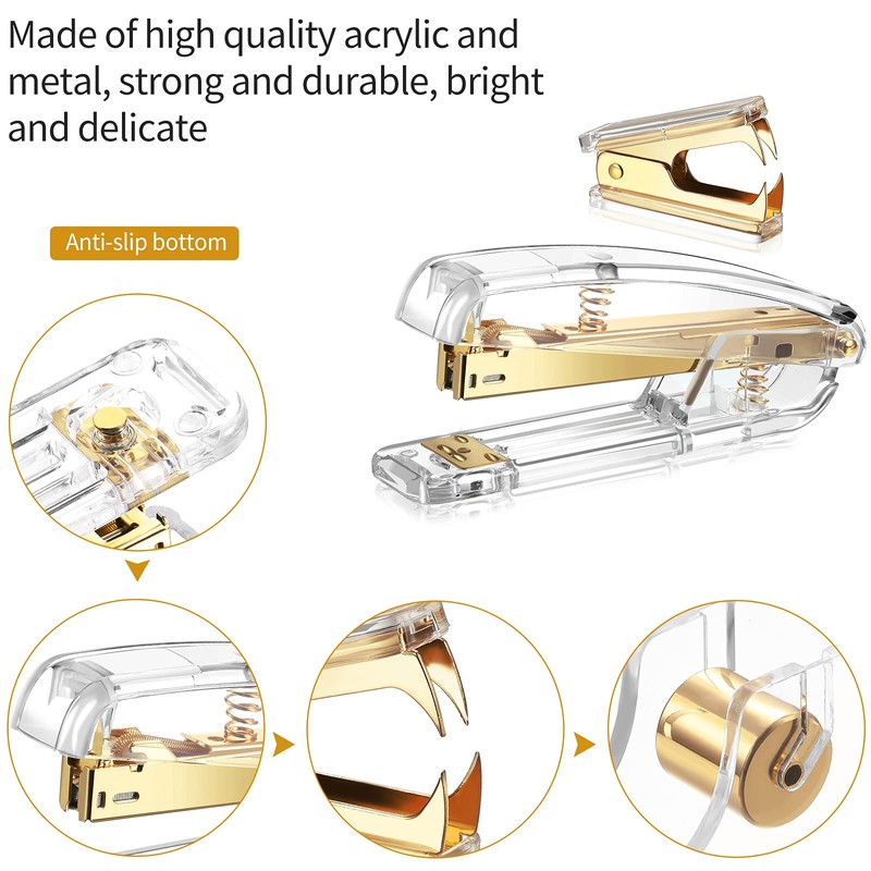 Office Supplies Set Desk Accessory Kit, Acrylic Stapler Set Staple
