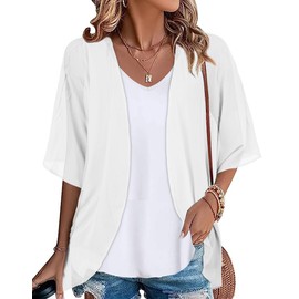 Gosunny Women's Summer Tops Beach Kimono Boho Bikini Cover Up Oversized Floral Print Cardigan, White