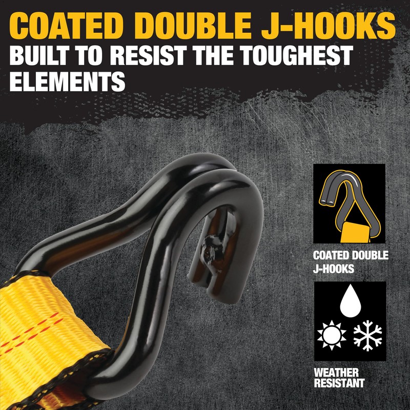 DEWALT DXBC10000J Black/Yellow 2" x 27' Ratchet Tie Down Strap