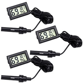 3 Pack Digital Thermometer Hygrometer, Temperature Humidity Gauge Meter Mini Probe Thermometers with LCD Display Digital Room Thermometer for Reptile Incubator Terrarium Incubator Aquarium Office