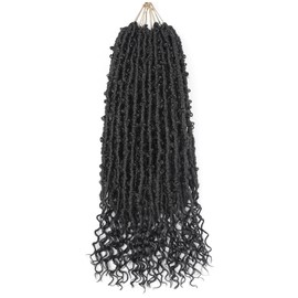 Butterfly Curly Crochet Hair 24 Inch 6 Packs Color Jet Black, Bohemian Butterfly Braids with Curly Ends Pre-looped Hair Extensions (6 Packs, 1#)
