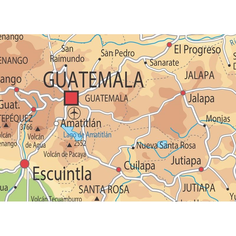 Guatemala Physical Map - 23.3 x 16.5 Inches - Paper