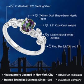 Gem Stone King Twisted Olive Branch Leaf Vine Band Wedding Ring For Women | 925 Sterling Silver | 7X5MM Oval Gemstone Birthstone | Available In Size 5, 6, 7, 8, 9 | Fine Jewelry Gifts for Her Mom Wife