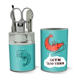 Krill Out Man Chill Shrimp Funny Humor Stainless Steel Manicure Pedicure Grooming Beauty Care Travel Kit