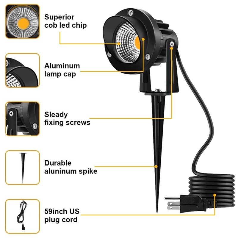 Romwish 120V LED Landscape Lights, 10W 120V Outdoor Landscape Lighting