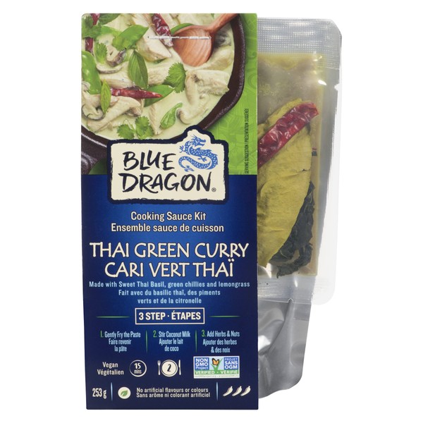 Blue Dragon, Thai Green Curry, 3 Step Meal Kit, Cooking Sauce, Authentic Thai Curry, Vegan, No Artificial Flavours, 253g, Red Curry