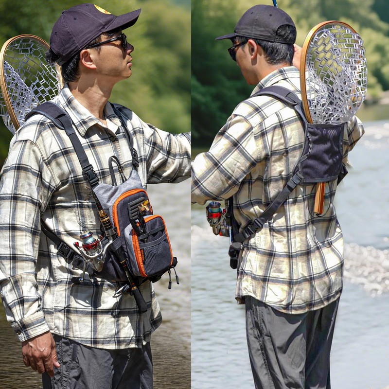 QulayQualy Lightweight Fly Fishing Chest Pack, Multi-Compartment Small Fishing Tackle