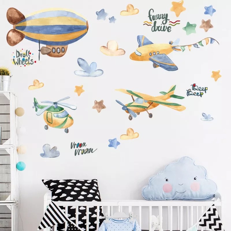 DaraBaby Vinil Decorativo Infantil Avión Helicóptero Habitación Niños