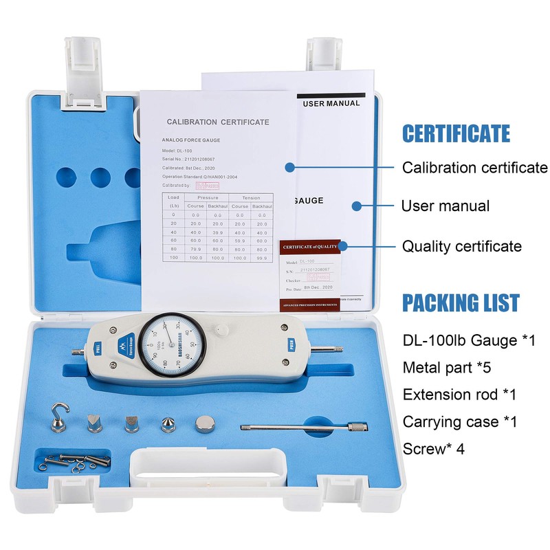 BAOSHISHAN 100lb Push Pull Force Gauge Force Tester Meter with
