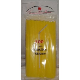 IGC 200 Straws - Flex/Flexible Drinking Straws - Luau - Wedding - Party - Yellow - 200 Flexible Straws (2 packs x 100 straws)