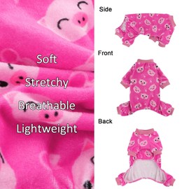 Kosiyi Dog Clothes for Small Dogs Girl Boy Dog Pajamas, Stretch Fleece Winter Spring Outfit, Lightweight Velvet Pet Jumpsuit, Pjs, Onesie Dog Apparel, Medium, Pink Pig