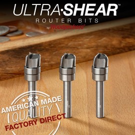 Ultra-Shear Compact Bowl Router Bits, 1/4 Inch Shank, 3/16 Radius, 3 Flute, USA Made Carbide Head Bowl and Tray Router Bits - US25188BB