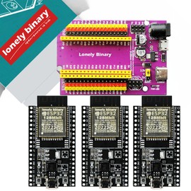 Lonely Binary 3-Pack ESP32 16MB Flash WiFi Bluetooth Development Boards and a Expansion Board Compatible with Arduino IDE and MicroPython (DEVKITC-16MB[X3]+Expansion)