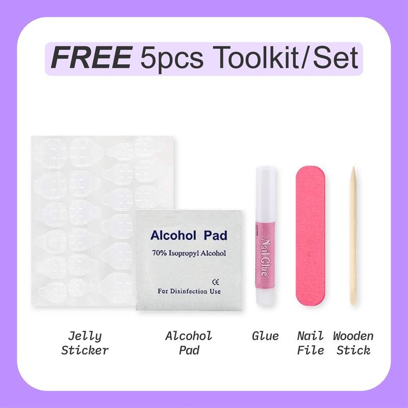 【NEW ARRIVALS!】 Press on Nails French Tip Bling Coffin Short