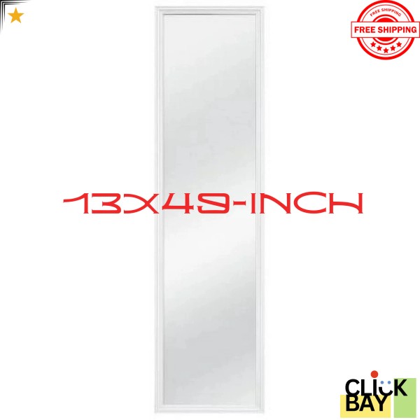 Unbranded White Frame Full Length Rectangular Door Wall Mirror Anti-Tip