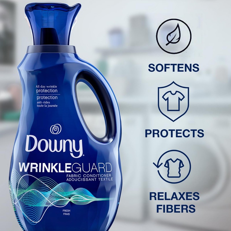 Downy WrinkleGuard Liquid Fabric Softener and Conditioner, Fresh, 48 fl