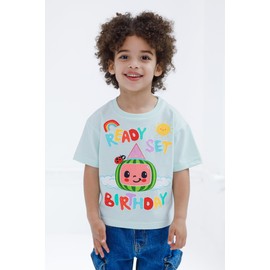CoComelon Birthday Toddler Boys Drop Shoulder T-Shirt Pale Green 2T