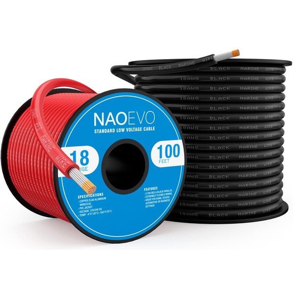 NAOEVO 18 Gauge Marine Wire, 18 AWG Tinned Copper PVC