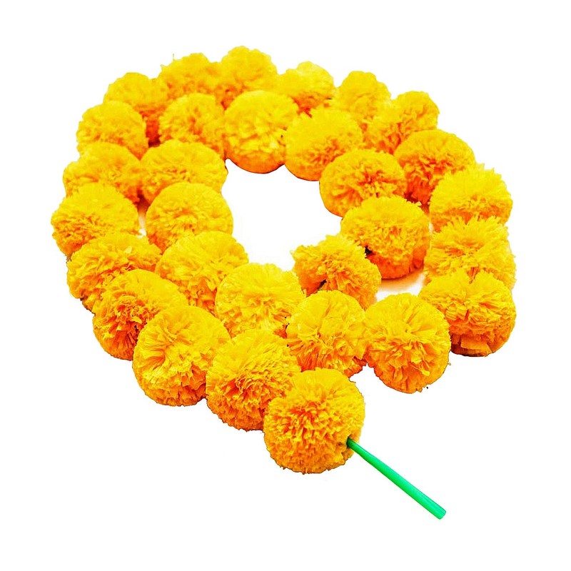 Phool Mala Plastic Artificial Flowers Marigold Garlands for Decoration (Yellow)