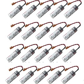 KANGLEUS (20-Pack) 2400mAh ER6V/3.6V PLC Battery for M64 System and CNC Machine with Brown Plug Non-Rechargeable Lithium Battery