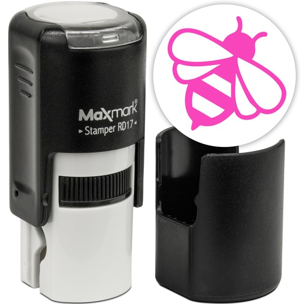MaxMark Round Self Inking Emoji Stamp - Bee - Pink