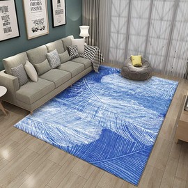 MOXIC Soft Abstract Living Room Rugs Rectangle Carpet for Kids Crawling Bedroom Fleece Non-Slip Rugs Nordic Feathers Modern Home Decor Mats for Indoor Outdoor Runners Nursery 7x18cm