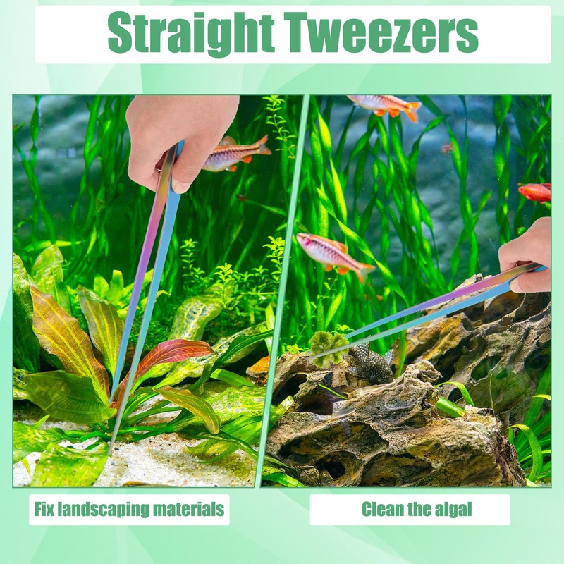 Liveek Aquarium Aquascape Tools Kit, 4 in 1 Anti-Rust Aquatic