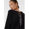 comma Cotton Jumper with Leo Bow Detail on Back, black,
