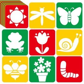 36pcs Spring Drawing Stencils for Kids 8 Inch Sidewalk Chalk Stencils Painting Large Washable Reusable Garden Themed Primary Shape Template for Kids Toddlers Preschool