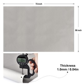 Faux Leather 2 Yards 58" x 72", 1.0 mm Thick Upholstery Leather PU Fabric Synthetic Leather Material Vinyl Leather Sheets for Upholstery Crafts, DIY Sewing, Sofa, Handbag (Gray_Smooth Surface)