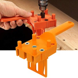 Plastic Quick Doweling Jig, Wood Board Connection Drill Locator, Self Centering Doweling Jig, Woodworking Punch Hole Locator, Accurate Woodworking Locator for Diverse Joints (Orange)