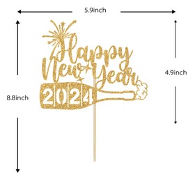 Decoración para tartas de feliz año nuevo 2023, decoraciones de feliz año nuevo, Hello 2023, Cheers 2023, suministros de decoración de fiesta de Año Nuevo, purpurina dorada
