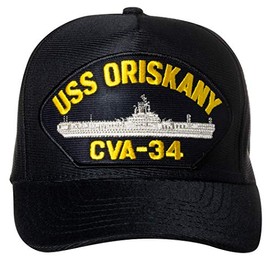 Artisan Owl United States Navy USS Oriskany CVA-34 Aircraft Carrier Ship Emblem Patch Hat – Adjustable Baseball Cap (Navy Blue)