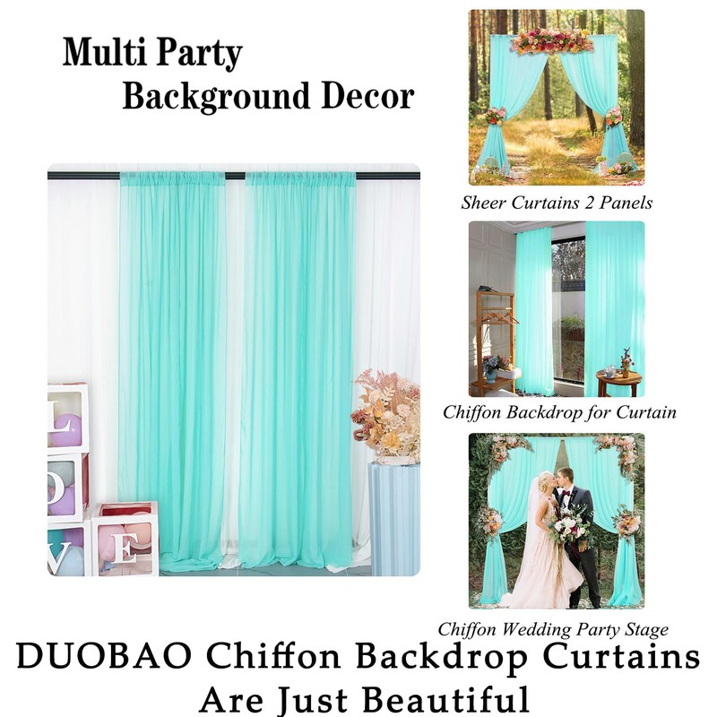 DUOBAO Mint Green Sheer Chiffon Curtains 29x108-Inch 2 Panels Chiffon